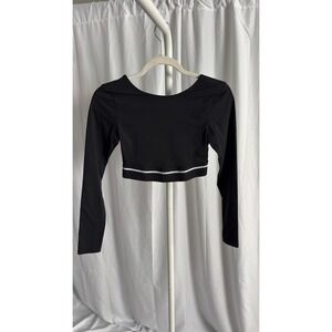 Joy Lab Black Long Sleeve Crop Top Athletic Stripe Athletic Fit XS